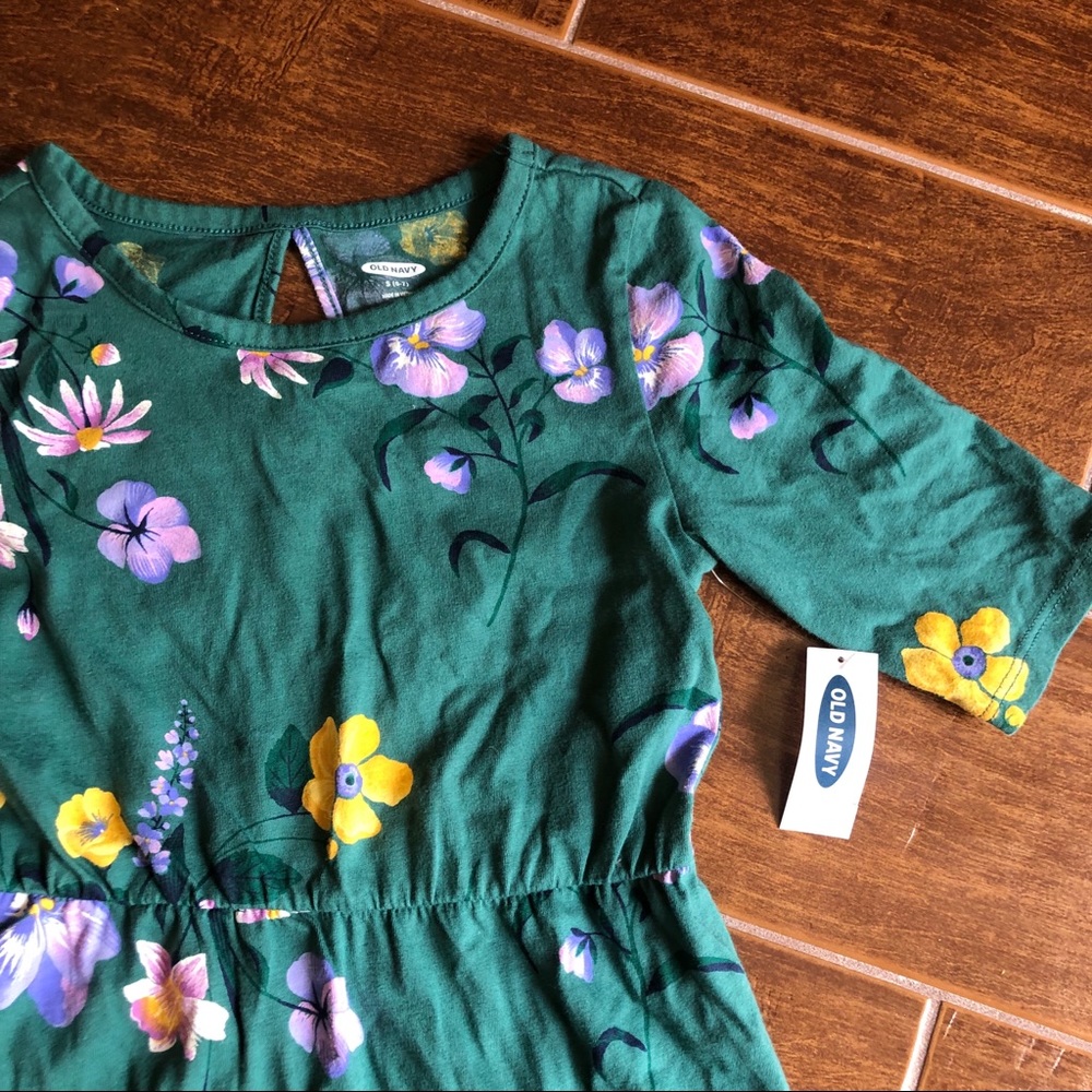 NWT girls green blue yellow floral old navy dress